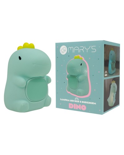 MARY'S lampka nocna LED RGB Dino z budzikiem