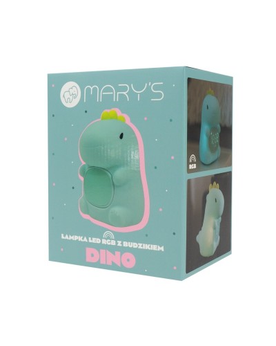 MARY'S lampka nocna LED RGB Dino z budzikiem