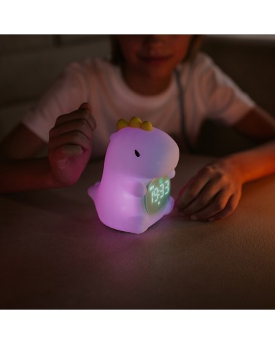 MARY'S lampka nocna LED RGB Dino z budzikiem