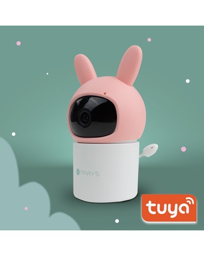 MARY'S Obrotowa niania kamera elektroniczna Królik różowy WiFi TUYA