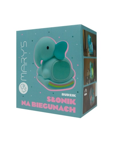MARY'S lampka nocna z budzikiem Słonik na biegunach