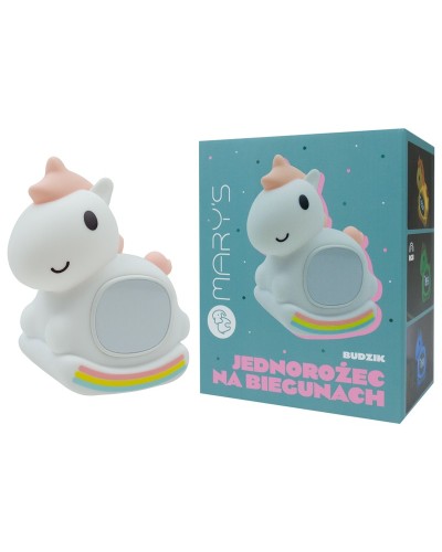 MARY'S lampka nocna z budzikiem Jednorożec na biegunach