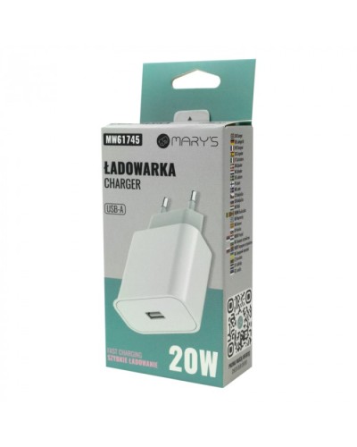MARY'S ładowarka sieciowa 20W USB-A biała
