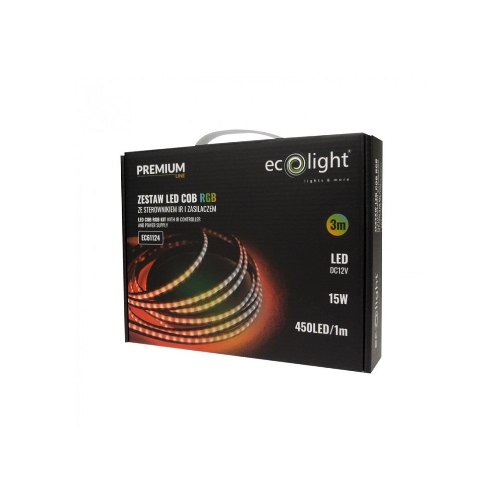 Taśma LED COB RGB 450 15W/m IP20 3m ZESTAW
