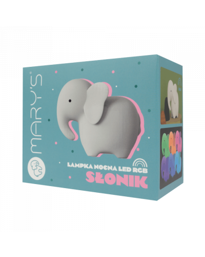 MARY'S LAMPKA NOCNA LED SŁOŃ BIAŁY RGB Z PILOTEM